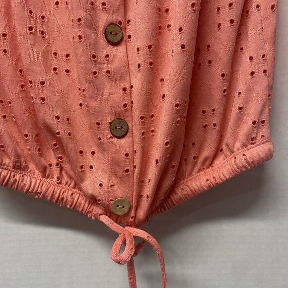 Y2K No Boundaries Off Shoulder Crop Top Women’s Blouse Sz 3-4 Coral Vtg Beach - Picture 3 of 10